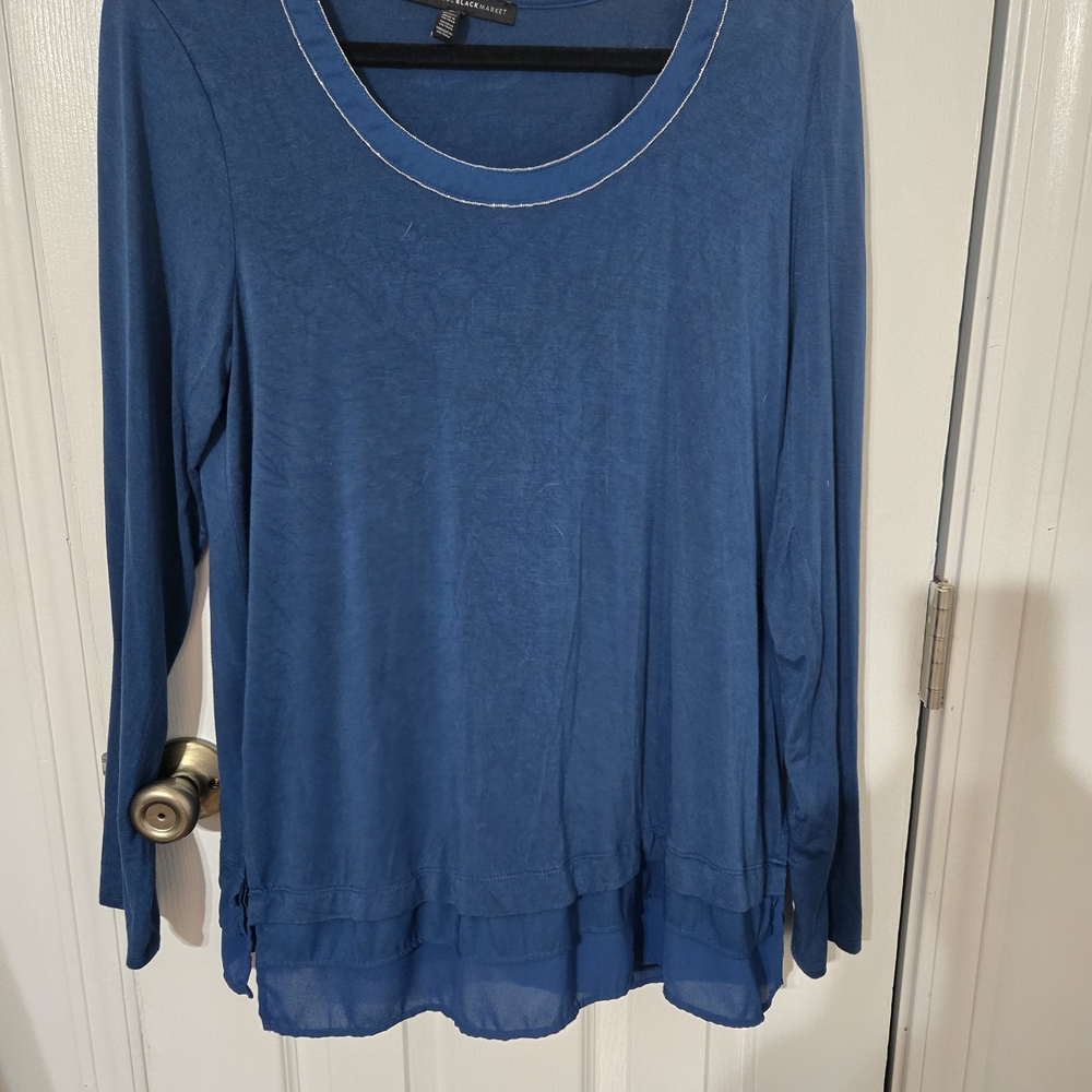 White House Black Market Blue Long Sleeve Top
